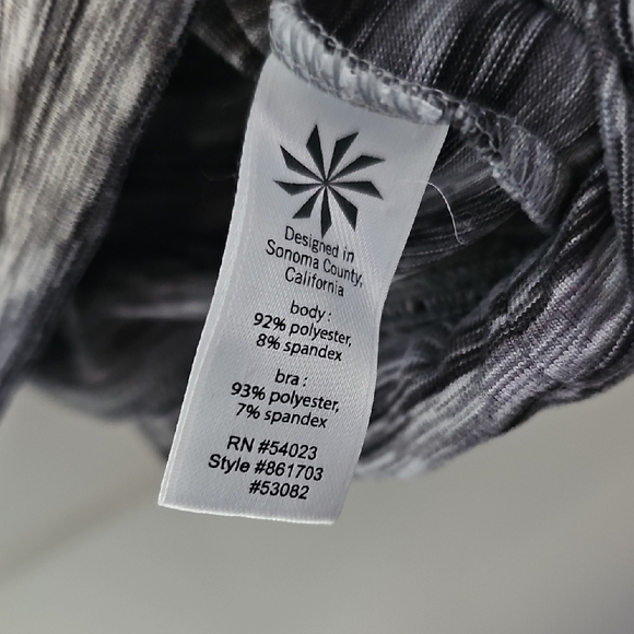 Athleta Fitted Ruched Gray and White Tank Top Size S - Picture 5 of 6